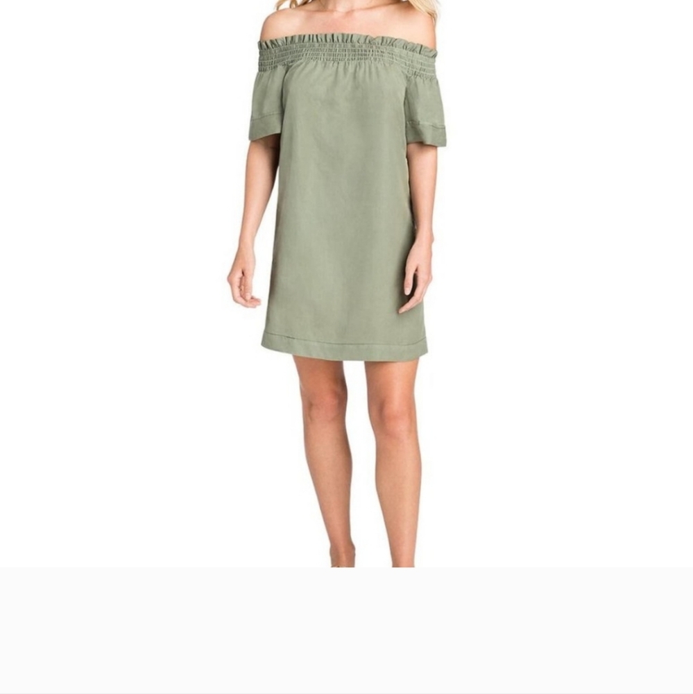 Off-Shoulder Green Dress